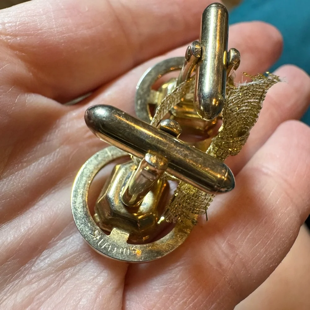 SWANK Gold, Crystal, and Silver Cuff Links